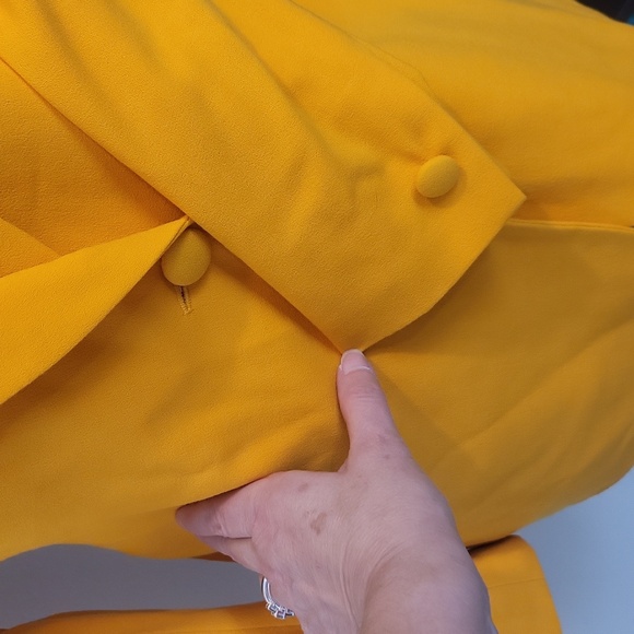 Vtg 80s 90s DONNA KARAN Orange Oversized Longline Wool Crepe 1 Button Blazer - Picture 4 of 16